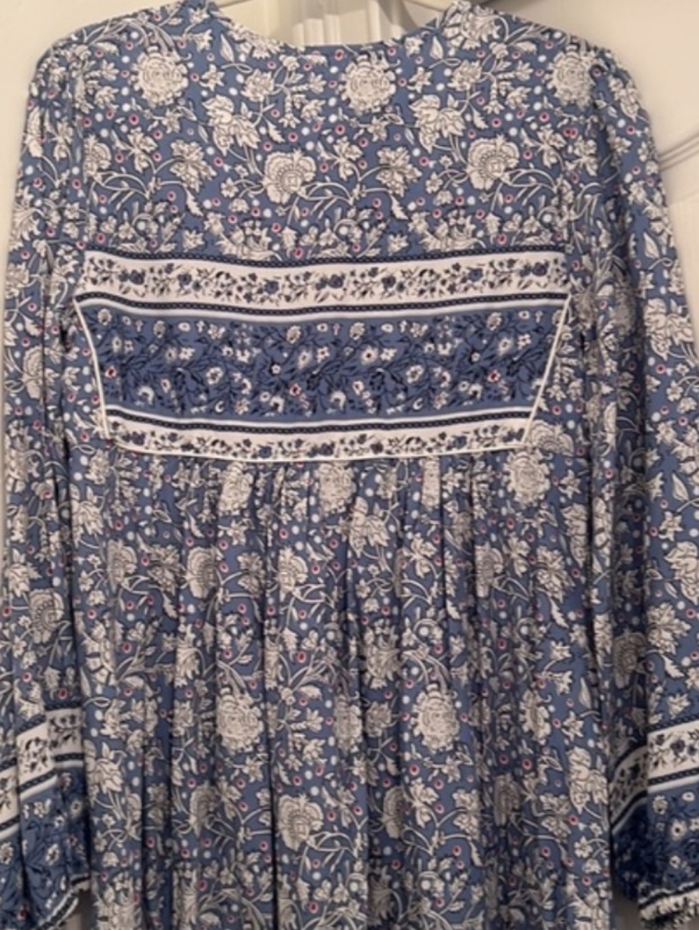 Blue Floral Midi Dress with Tassel Tie - Picture 10 of 15